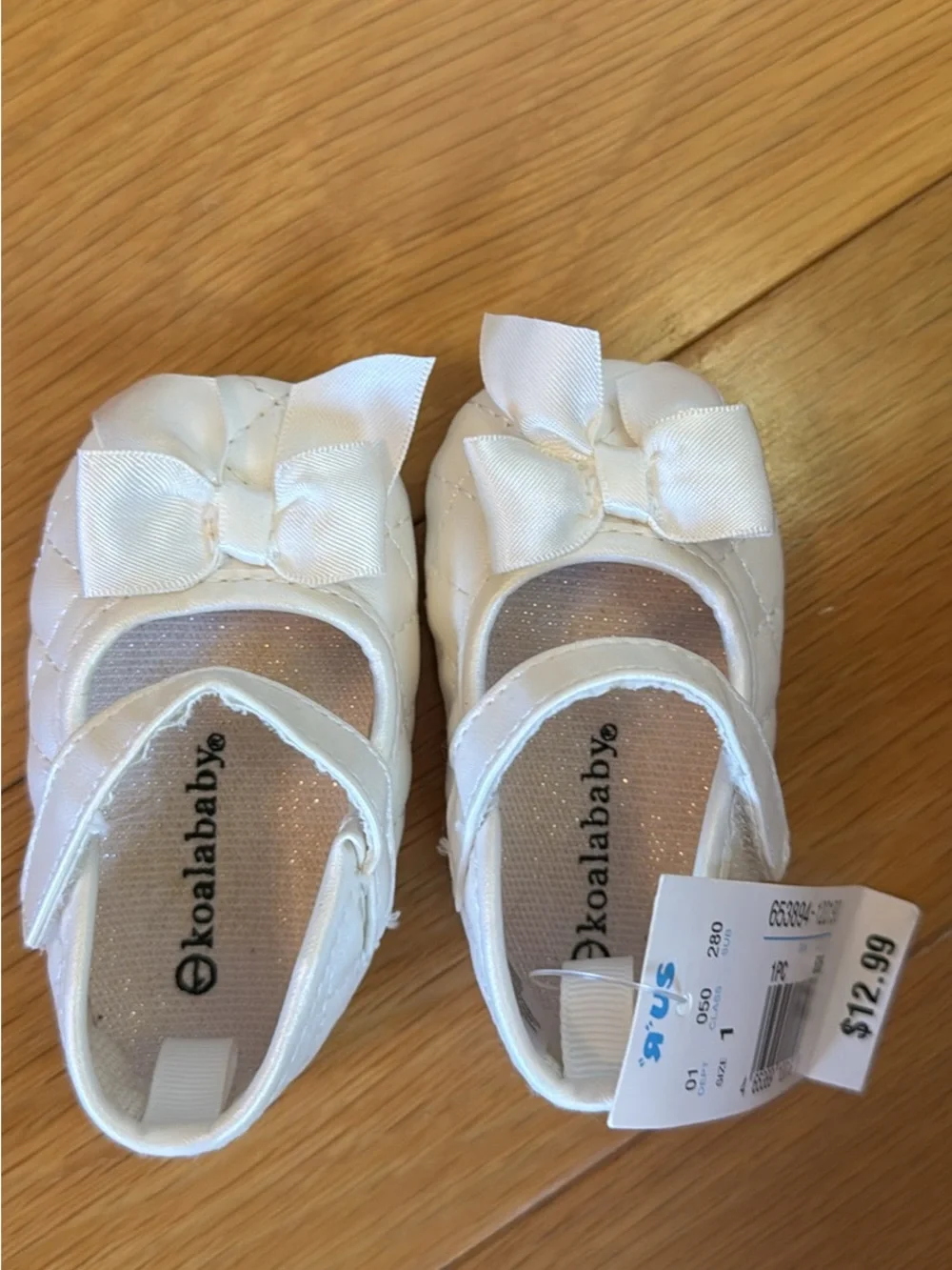 Baby Girl Quilted Bow Mary Jane Shoes - White